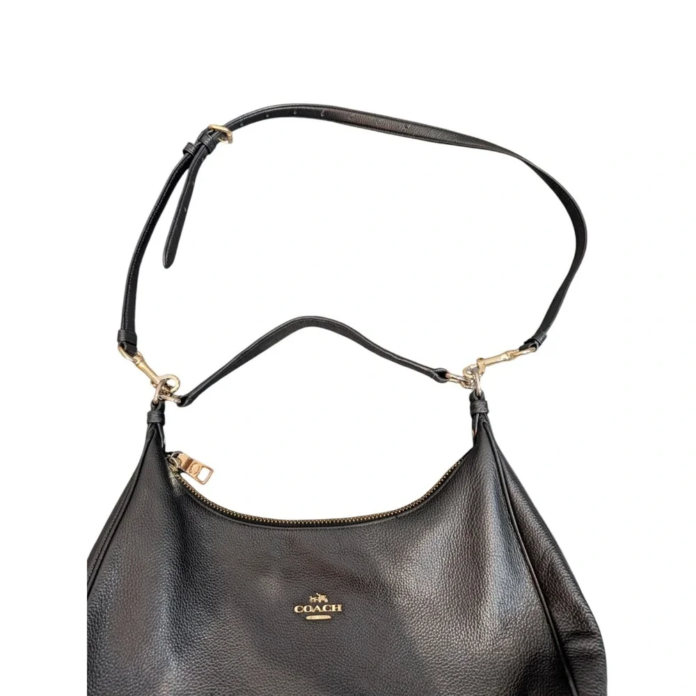 Coach Lexy Black Pebbled Leather Shoulder Bag Crossbody F38259 Gold Hardware